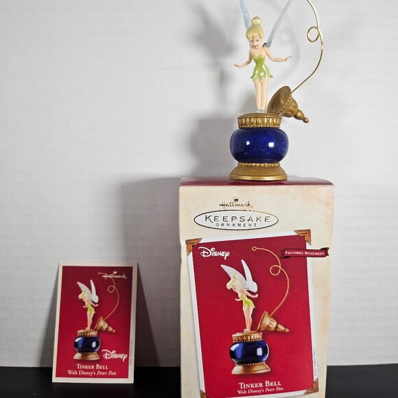 2002 Hallmark Keepsakes Tinker Bell Ornament Wind Up Movement EUC Inbox And Card - Picture 1 of 10